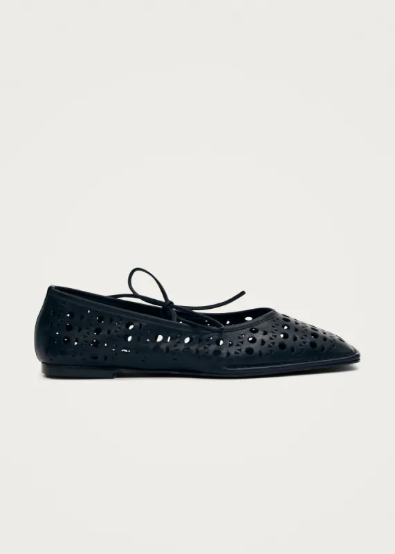 Sway Slit Black Leather Ballet Flats sold by Alohas