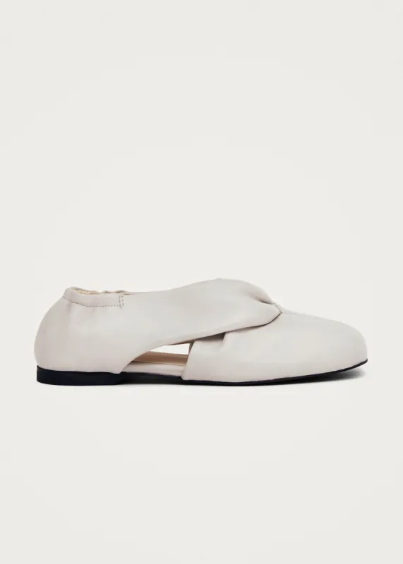 Alaula Light Grey Leather Ballet Flats sold by Alohas