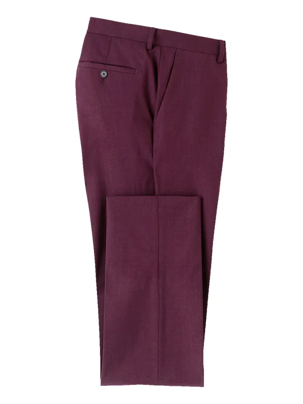 Wool Stretch Bengaline Suit Pants - Plum sold by Paul Fredrick