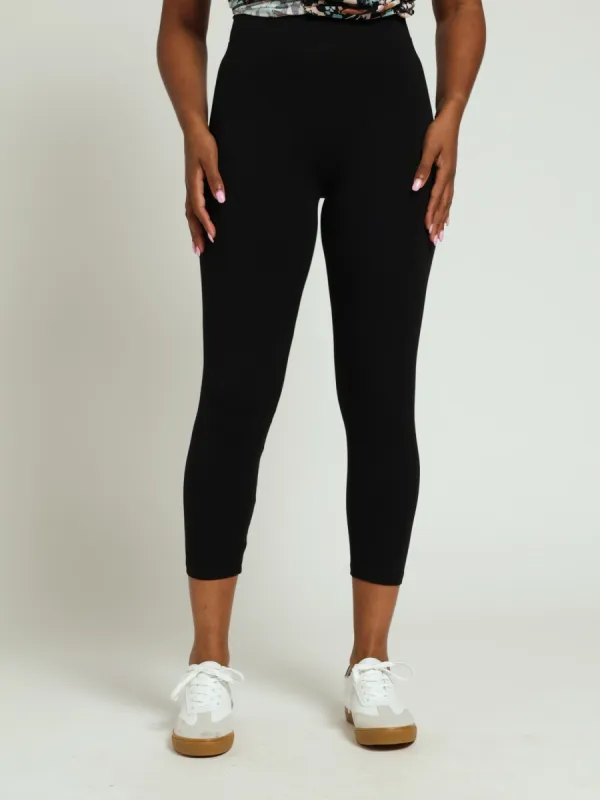 Wide Waistband Crop Legging - Black sold by Edgars
