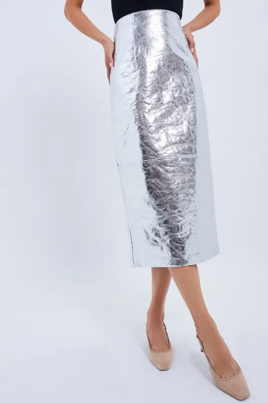 Crinkled Silver Cameron Skirt sold by Tuckernuck