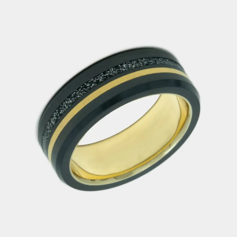 Black Diamond - Men’s Ring 8mm - THE ORION - Dual Inlay With Sleeve - Elysium Black Diamond sold by Elysium Black Diamond
