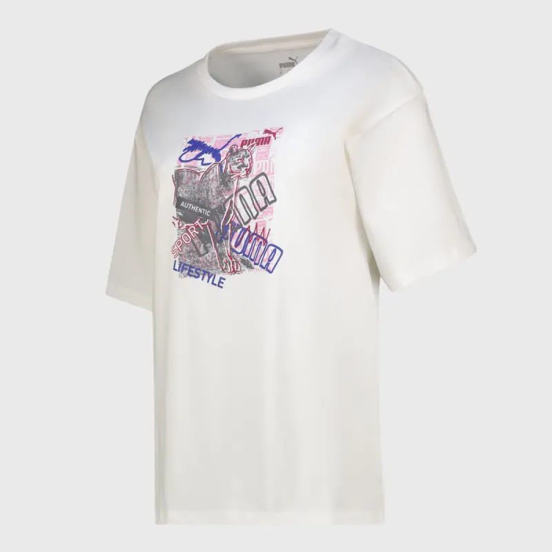Puma Womens Graphics Photoprint Tee White/Multi _ 182032 _ White sold by Tekkie Town