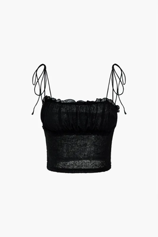 Solid kontrast Mesh Strap Cami Top sold by Micas