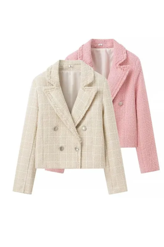 'Aria' Chic Casual Tweed Short Jacket sold by Goodnight Macaroon