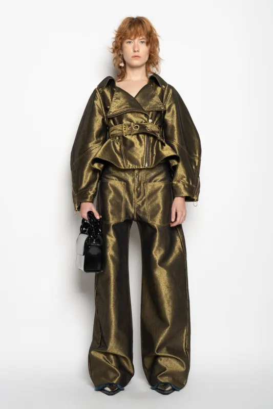 GOLD DENIM PATCH POCKET BOYFRIEND JEANS sold by Marques ’ Almeida