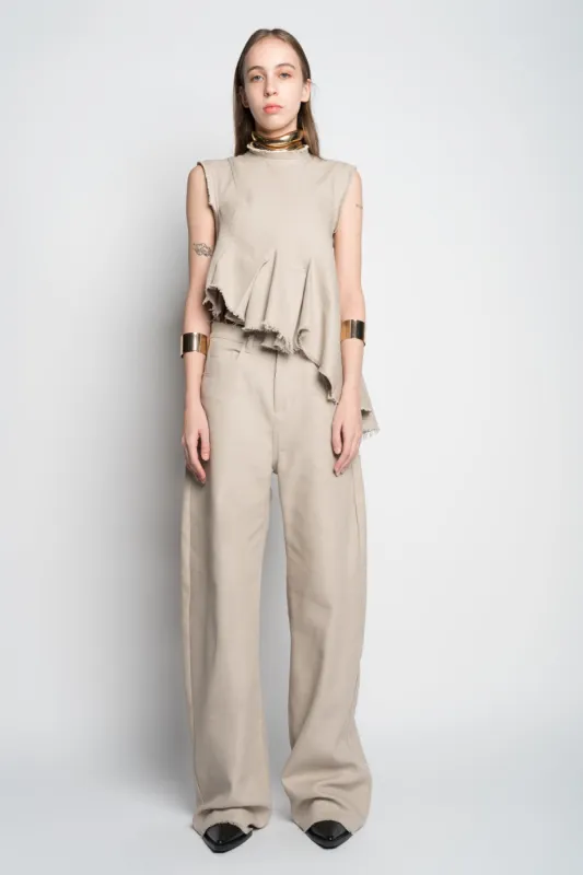BEIGE WOVEN BOYFRIEND TROUSERS sold by Marques ’ Almeida