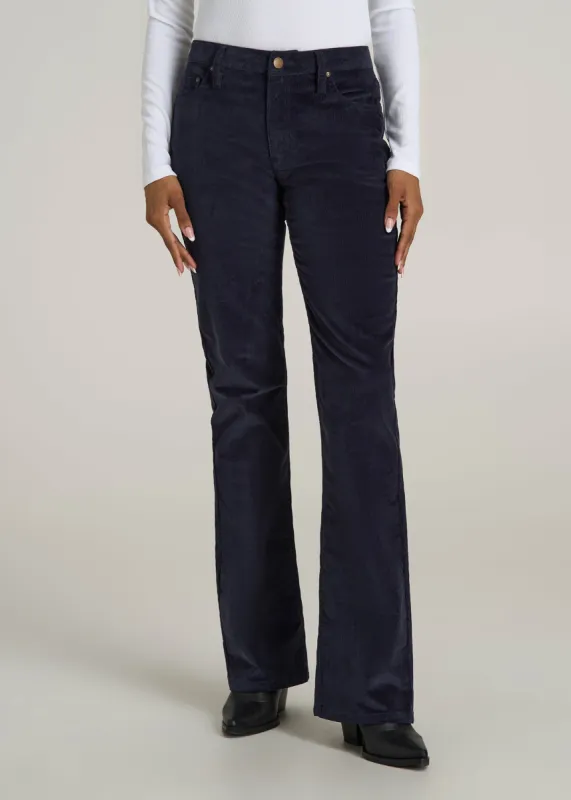 Mid Rise Mini Bootcut Tall Corduroy Pants for Women in Patriot Blue sold by American Tall