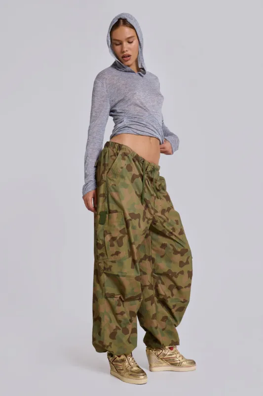 Duck Camo Parachute Pants sold by Jaded London