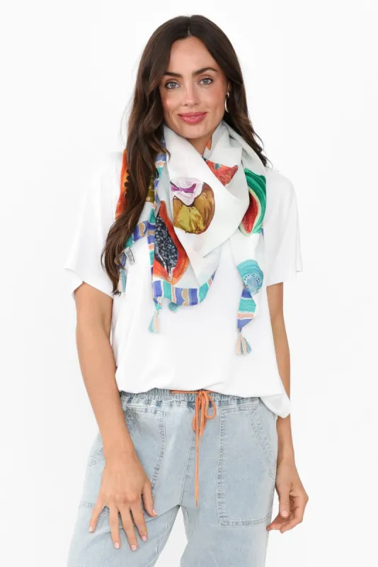 Rango Blue Fruit Cotton Scarf sold by Blue Bungalow