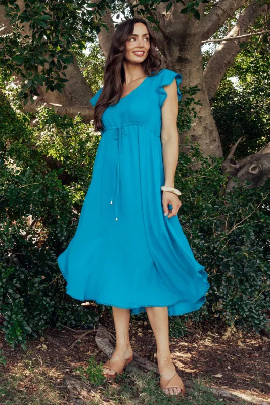 Libby Blue Midi Dress sold by Blue Bungalow
