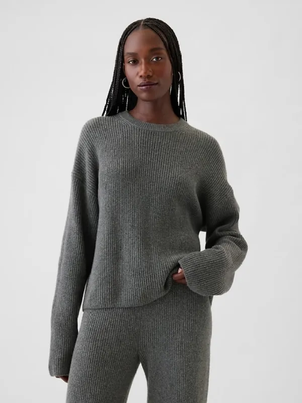 CashSoft Shaker-Stitch Crewneck Sweater sold by GAP