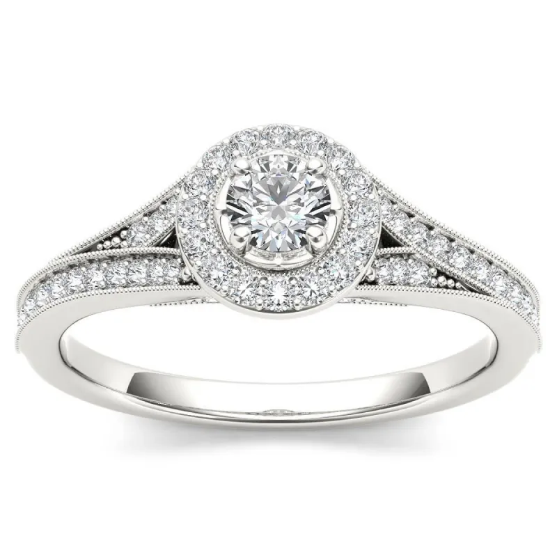 De Couer 14k White Gold 5/8ct TDW Diamond Halo Engagement Ring sold by Zulily