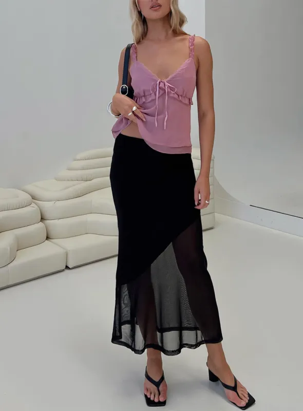 Dauntless Sheer Maxi Skirt Black sold by Princess Polly