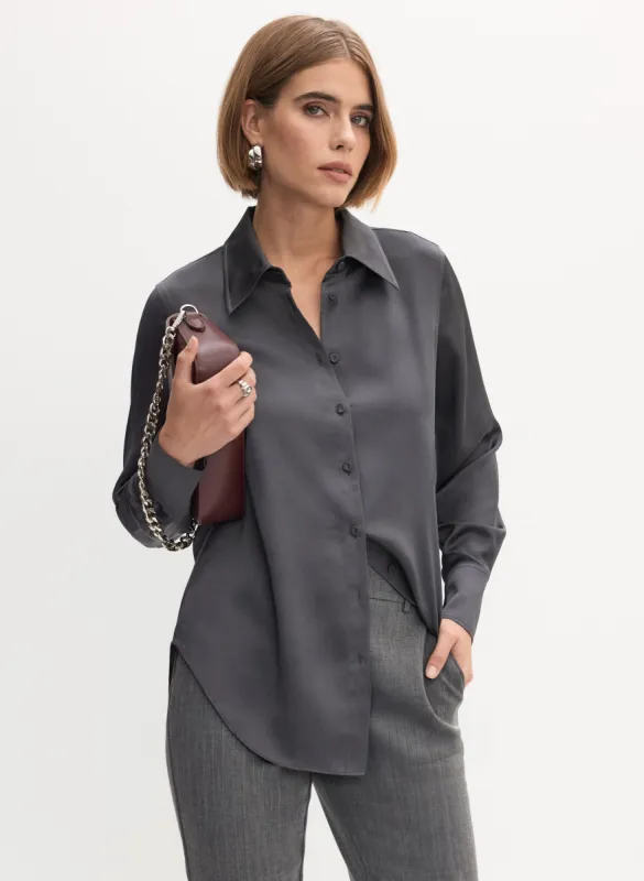 Button-Front Satin Blouse sold by Melanie Lyne