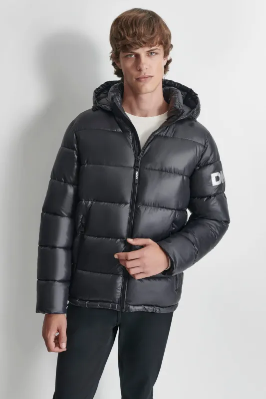 LOGO HOODED JACKET sold by DKNY