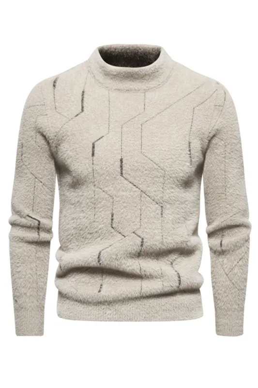 Khaki Men's Slim Fit Pullover Knitted Sweater sold by Zapaka