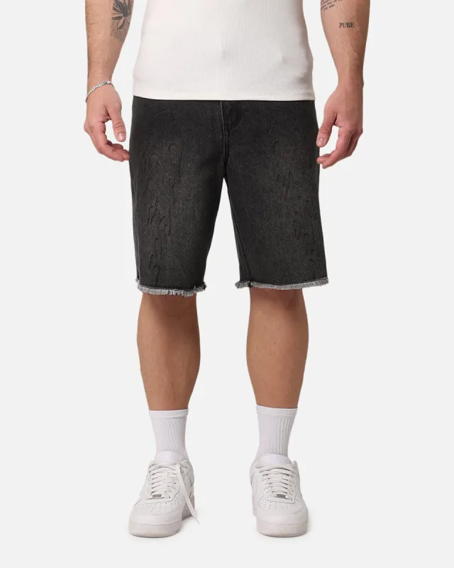 Saint Morta Inferno Baggy Denim Shorts Black Shadow sold by Culture Kings