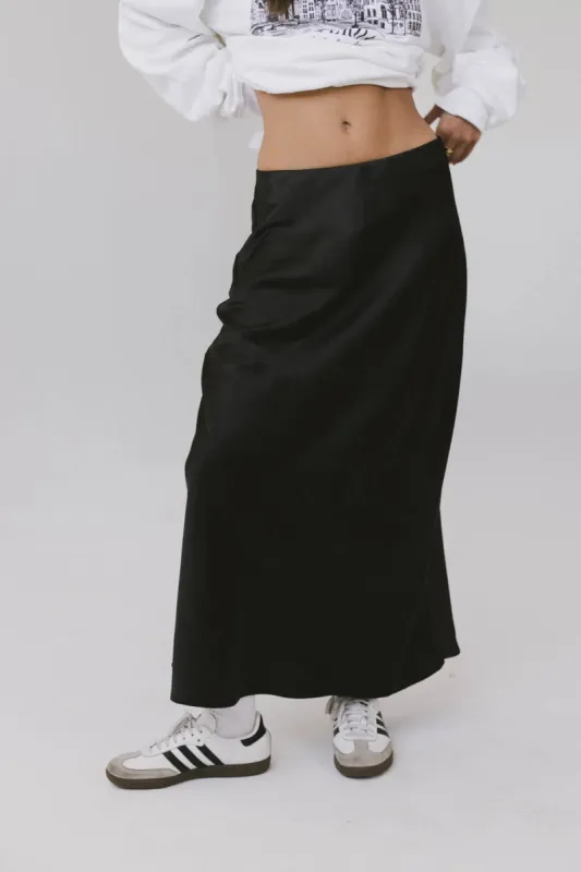 Preston Satin Skirt in Black - FINAL SALE sold by bohme
