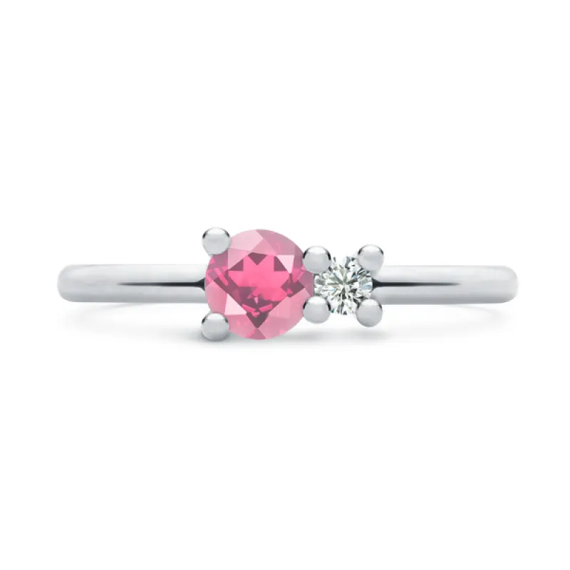 Personalized Greenwich Solitaire Birthstone & Diamond Ring in 14k Gold sold by Haverhill