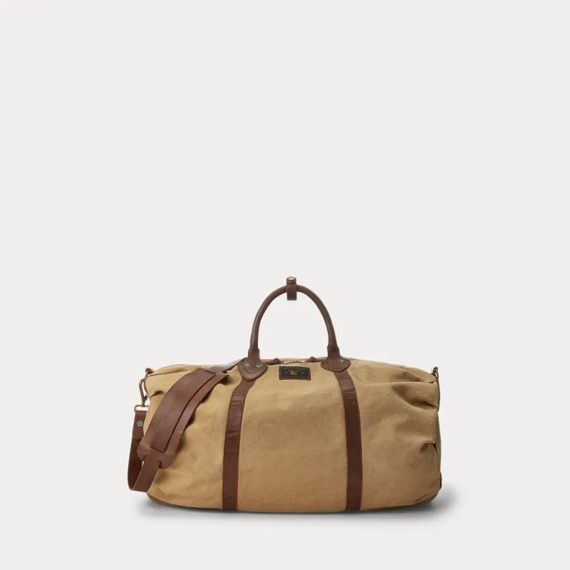 RRL Leather-Trim Canvas Duffel sold by Cave and Post