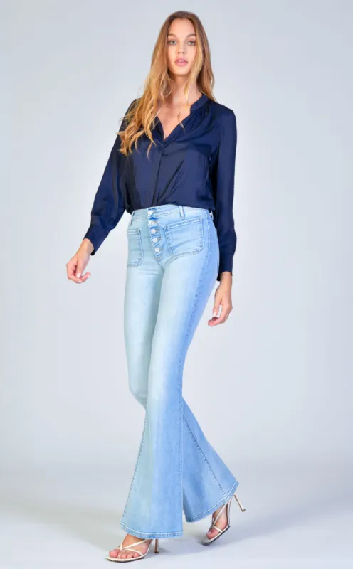 Audrey Patch Pocket Flare - New Sky sold by Black Orchid