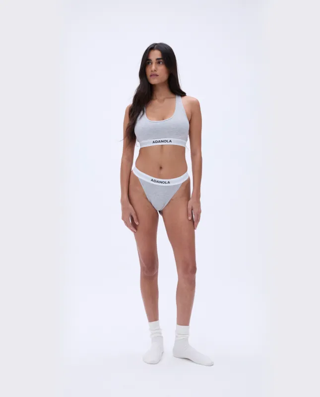 Branded Ribbed Thong - Grey Melange sold by Adanola