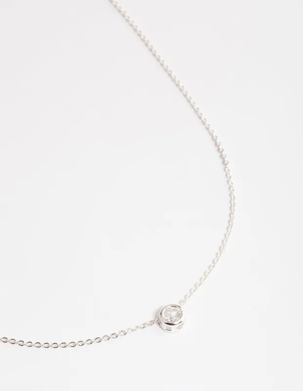 Silver Round Bezelled Cubic Zirconia Pendant Necklace sold by lovisa