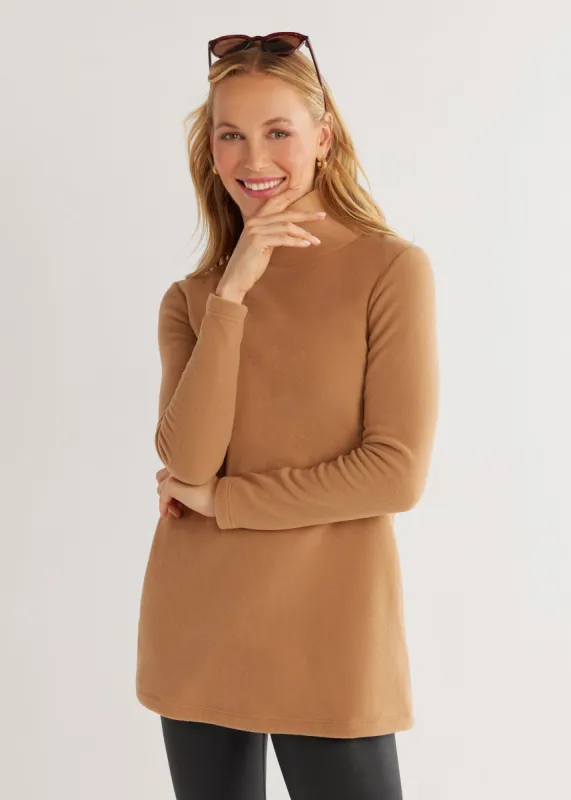 Cobble Hill Turtleneck in Vello Fleece (Camel) sold by Dudley Stephens