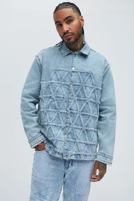 Interstellar Relaxed Long Sleeve Shirt - Light Wash sold by Fashion Nova