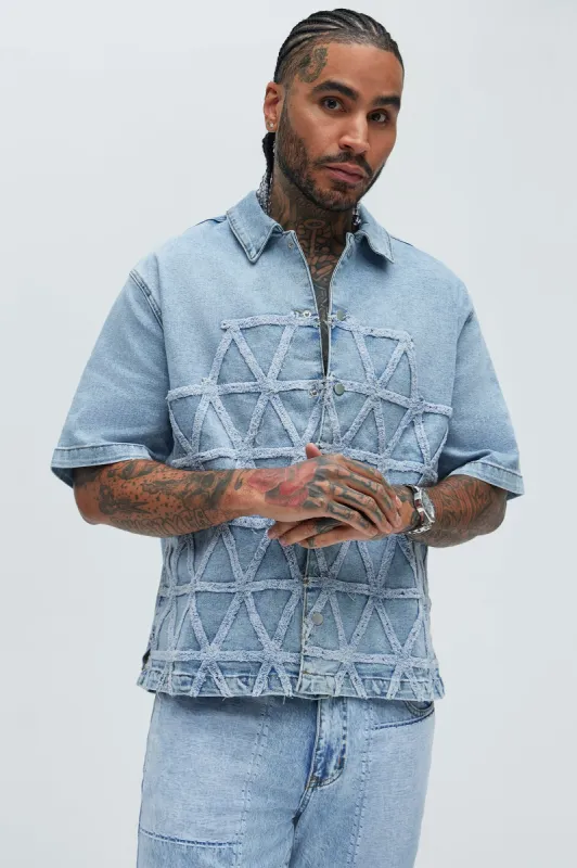 Interstellar Denim Shirt - Light Wash sold by Fashion Nova