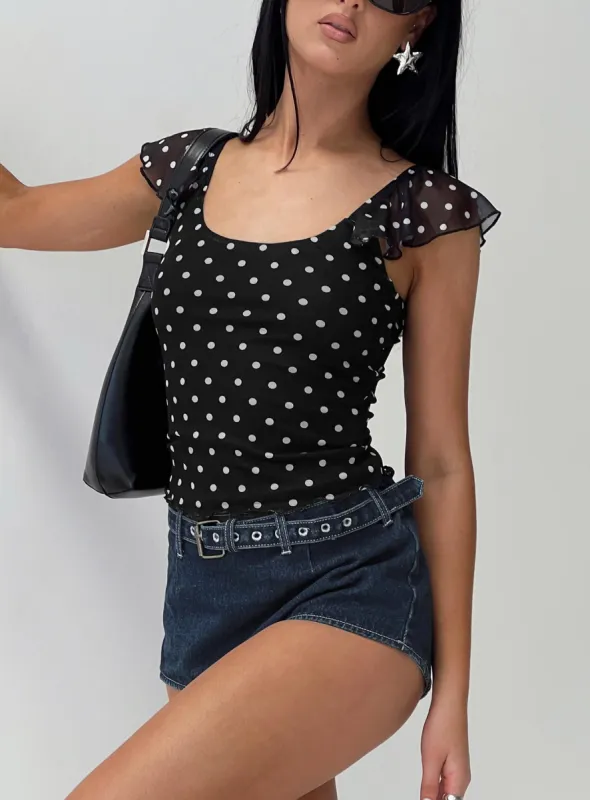 Beckinsale Polka Top Black sold by Princess Polly
