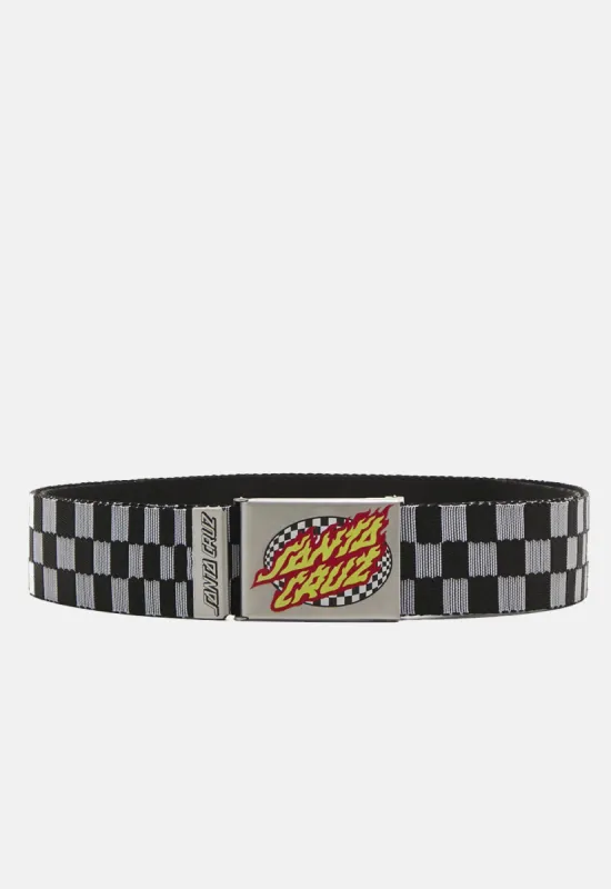 Oval Check Flame Belt sold by Damaged Society