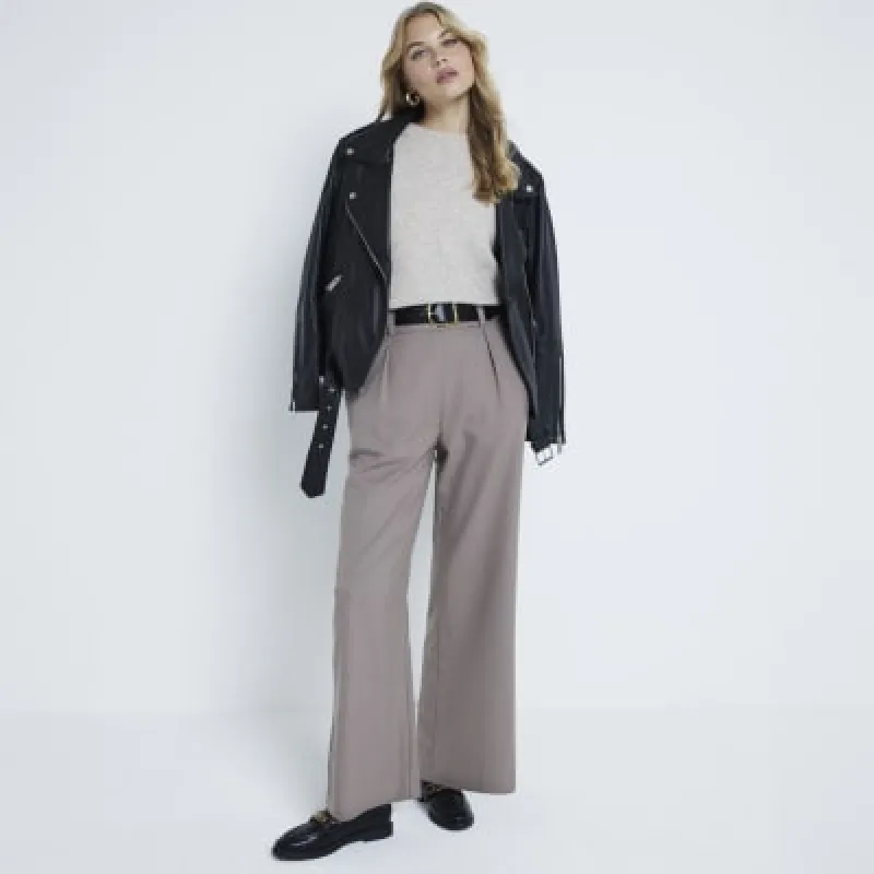 Beige Belted Wide Leg Trousers sold by River Island