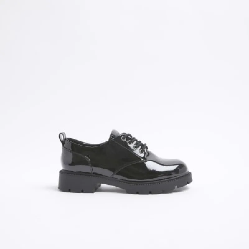 Black Chunky Lace up shoes sold by River Island
