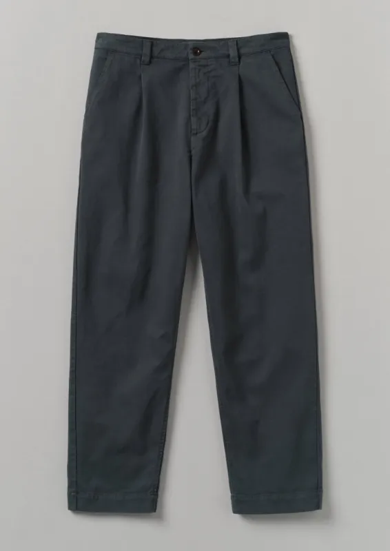 Garment Dyed Cotton Pleat Trousers | Charcoal sold by TOAST