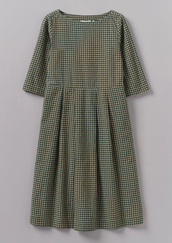 Franca Cotton Gingham Seersucker Dress | Olive Green sold by TOAST