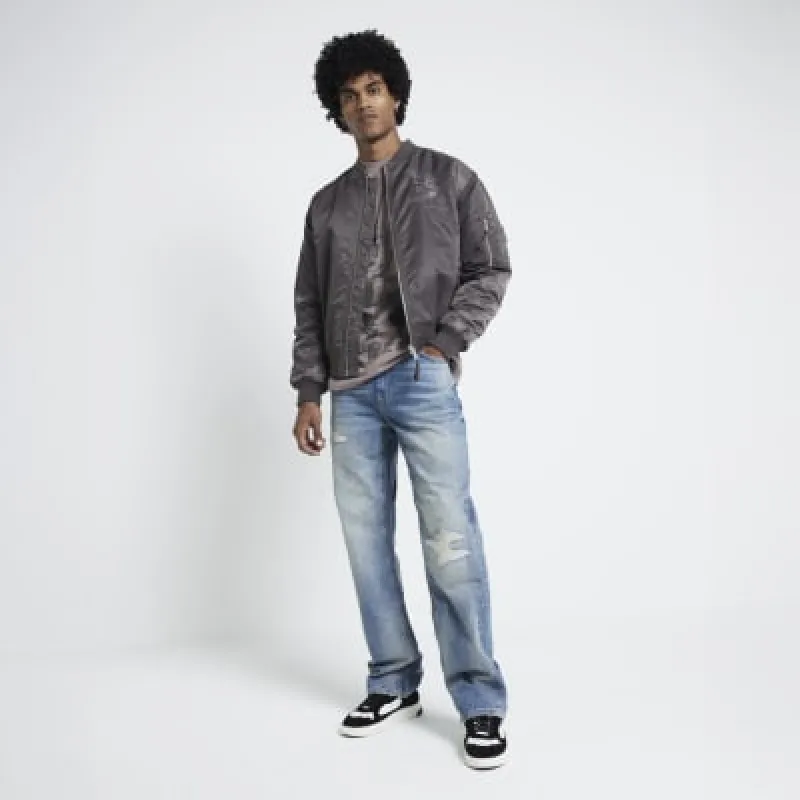Blue loose fit ripped jeans sold by River Island