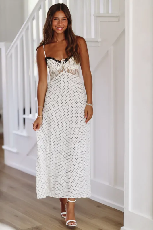 Polka Dot Queen Maxi Dress - White and Black sold by Hazel & Olive