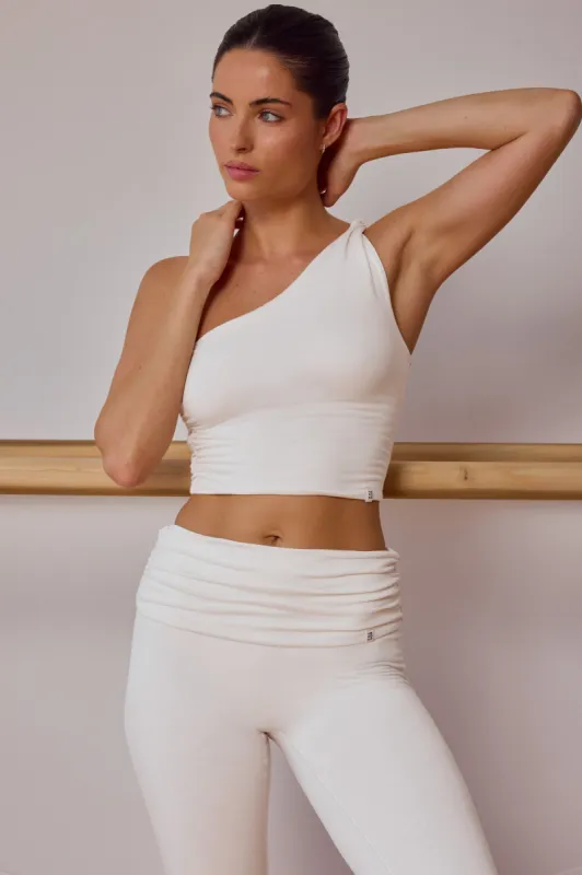 One-Shoulder Twisted Tank Top in Soft White sold by Oh Polly