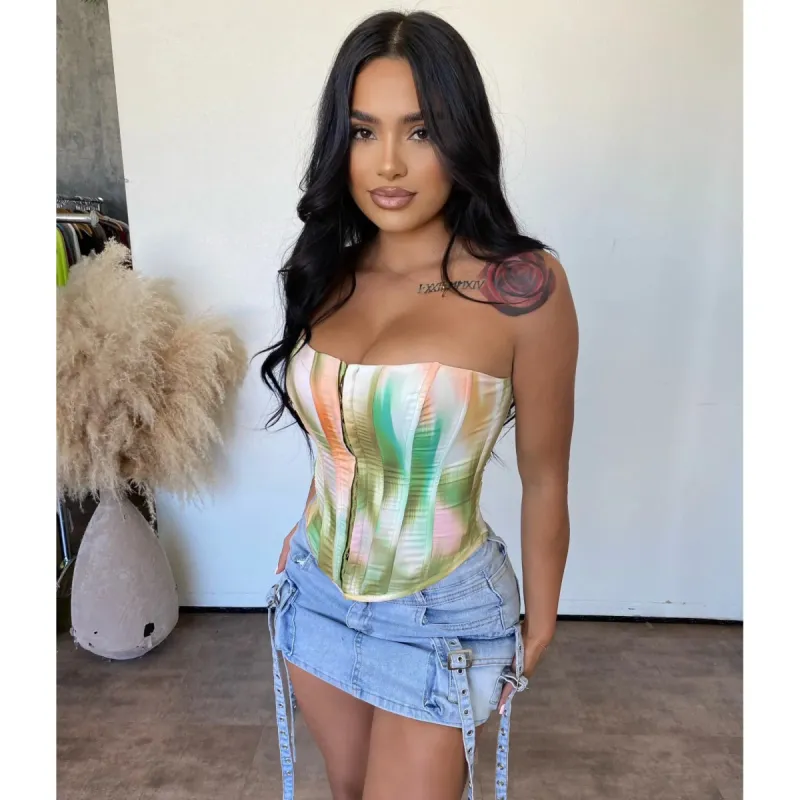 Sophi Satin Corset Top (Multi) sold by OOTDFash