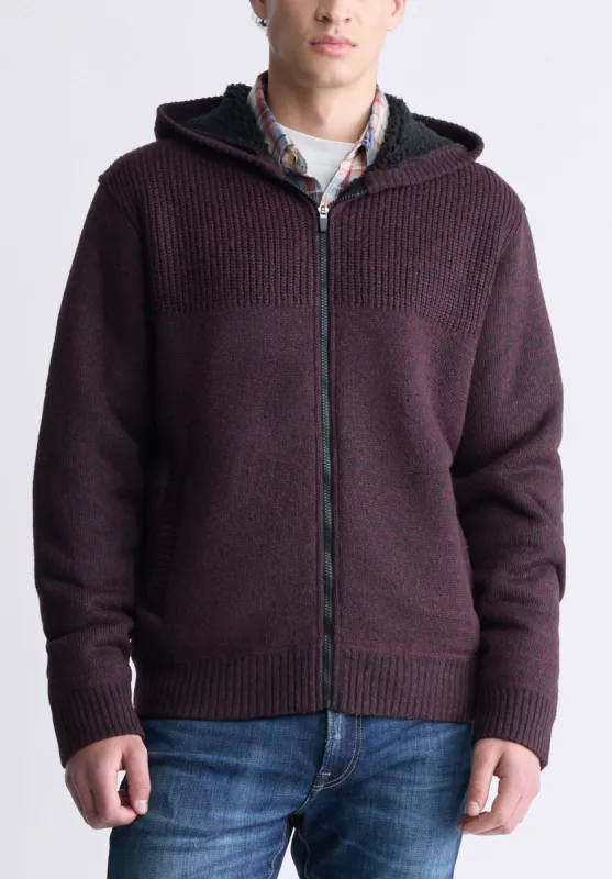 Walmick Men's Full-Zip Knit Hoodie with Sherpa Lining, Fico Red - BM24477 sold by Buffalo David Bitton
