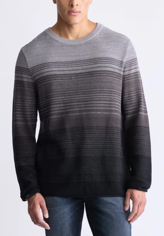 Waldy Men's Gradient Striped Knit Pullover, Charcoal - BM24419 sold by Buffalo David Bitton