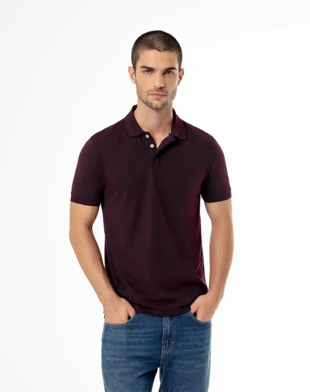 Polo slim fit vinotinto jaspe sold by Gef