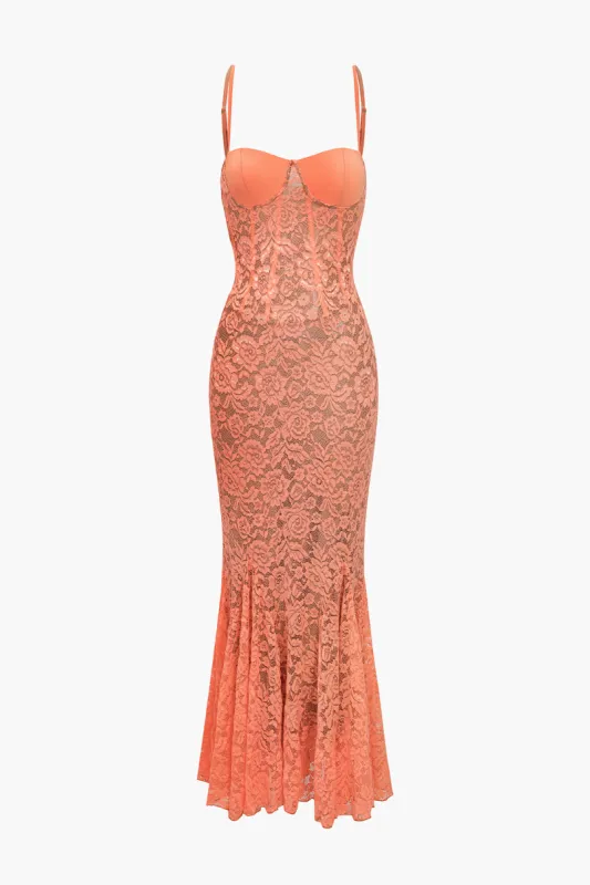 Lace Bustier Slip Mermaid Maxi Dress sold by Micas