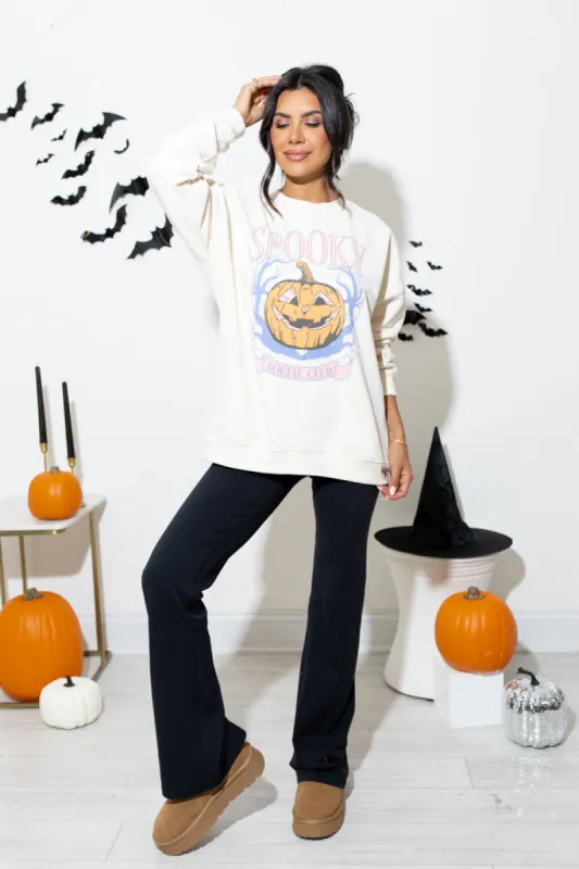 Spooky Vibes Cream Oversized Graphic Sweatshirt sold by Pink Lily