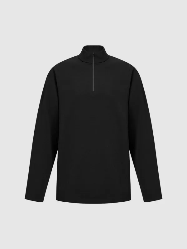 Zip Half Placket Straight Knitted T-Shirt sold by Urban Revivo