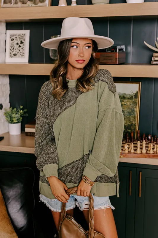 Cabin In The Mountains Oversized Knit Sweater in Olive sold by Impressions