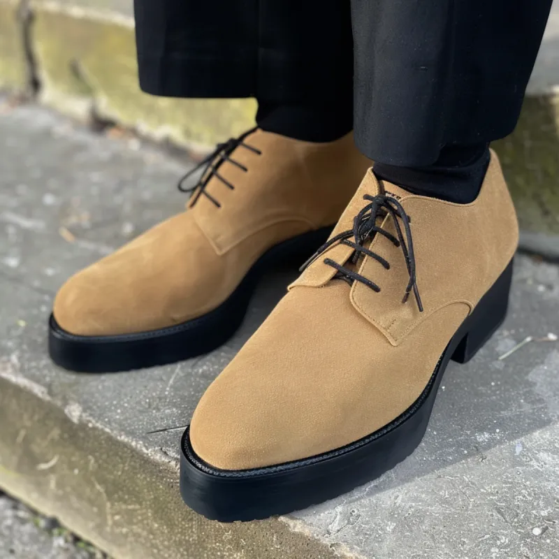 Tan Suede Leather Ivo With Thick Sole Oxford sold by Costoso Italiano