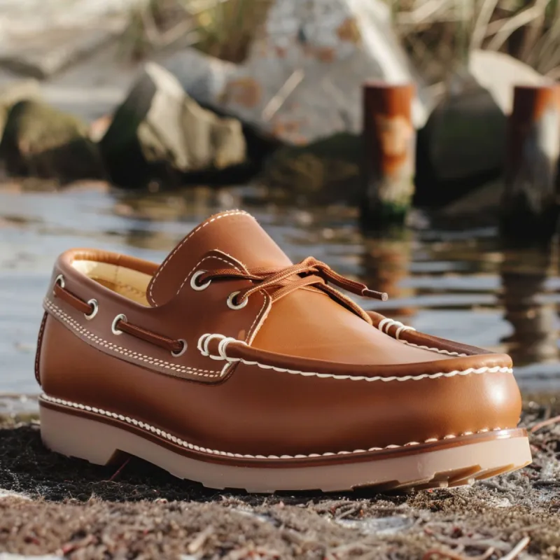 Brown Massimo Boat Shoes with Honey Sole sold by Costoso Italiano